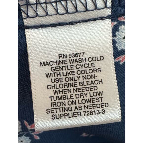 Liz Claiborne blue floral short sleeves tunic blouse size PS - Picture 4 of 9